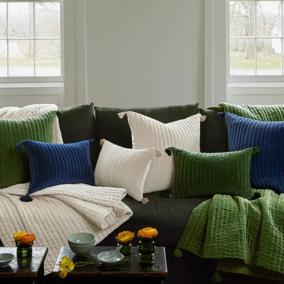 John Robshaw Velvet Moss Throw - Picture 3 of 7